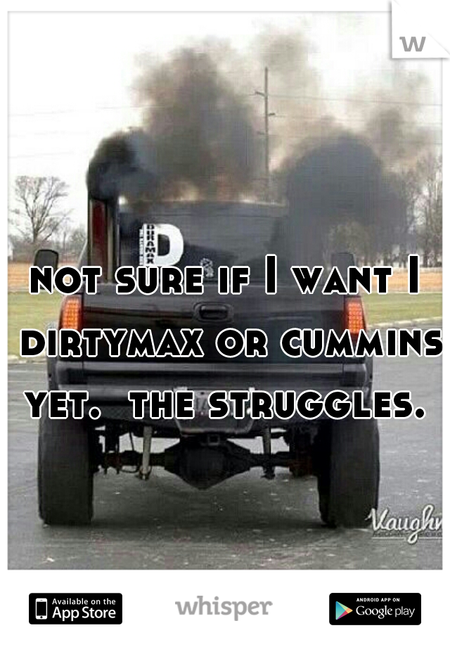 not sure if I want I dirtymax or cummins yet.  the struggles. 