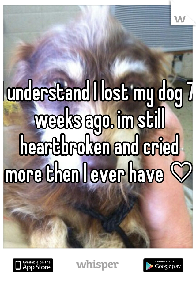 I understand I lost my dog 7 weeks ago. im still heartbroken and cried more then I ever have ♡