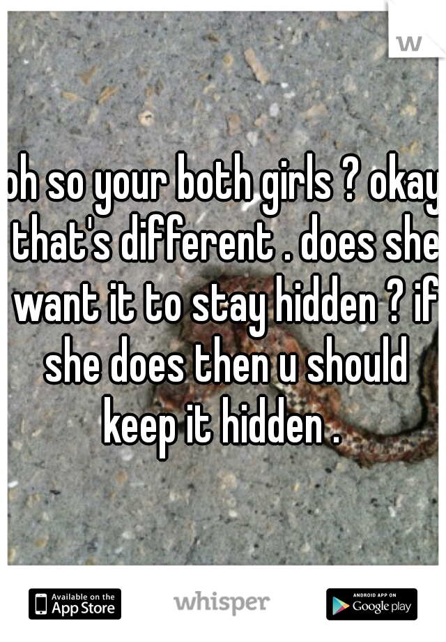 oh so your both girls ? okay that's different . does she want it to stay hidden ? if she does then u should keep it hidden . 