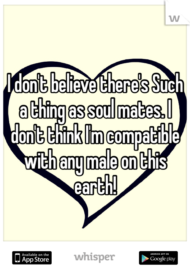 I don't believe there's Such a thing as soul mates. I don't think I'm compatible with any male on this earth! 