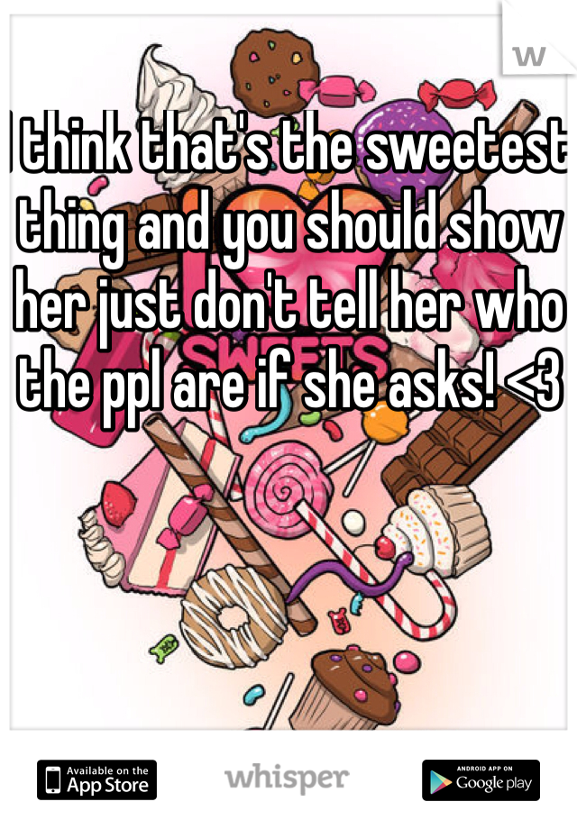 I think that's the sweetest thing and you should show her just don't tell her who the ppl are if she asks! <3