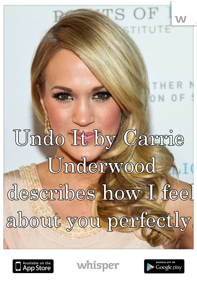 Undo It by Carrie Underwood describes how I feel about you perfectly.