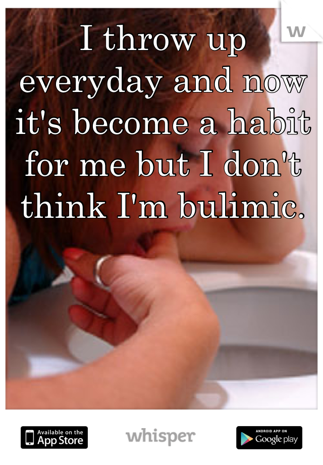 I throw up everyday and now it's become a habit for me but I don't think I'm bulimic.
