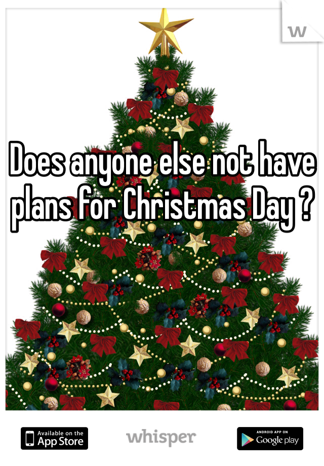 Does anyone else not have plans for Christmas Day ?