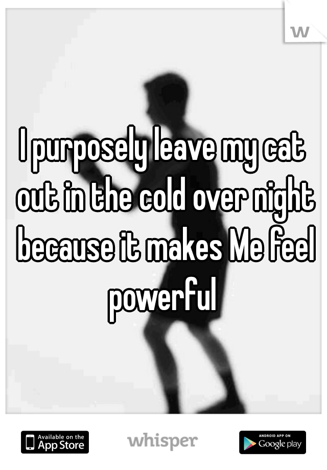 I purposely leave my cat out in the cold over night because it makes Me feel powerful 