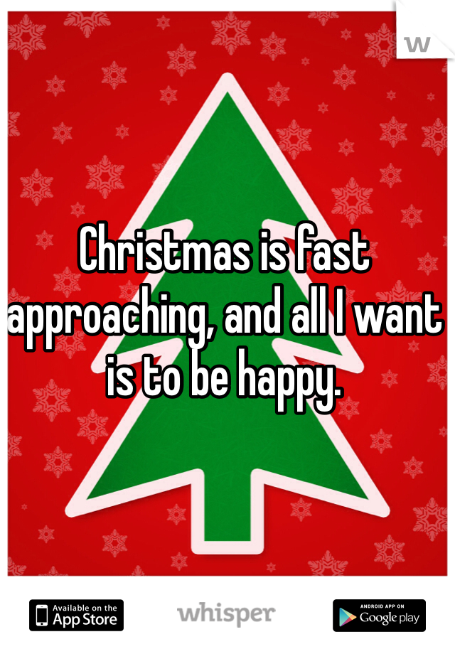 Christmas is fast approaching, and all I want is to be happy. 