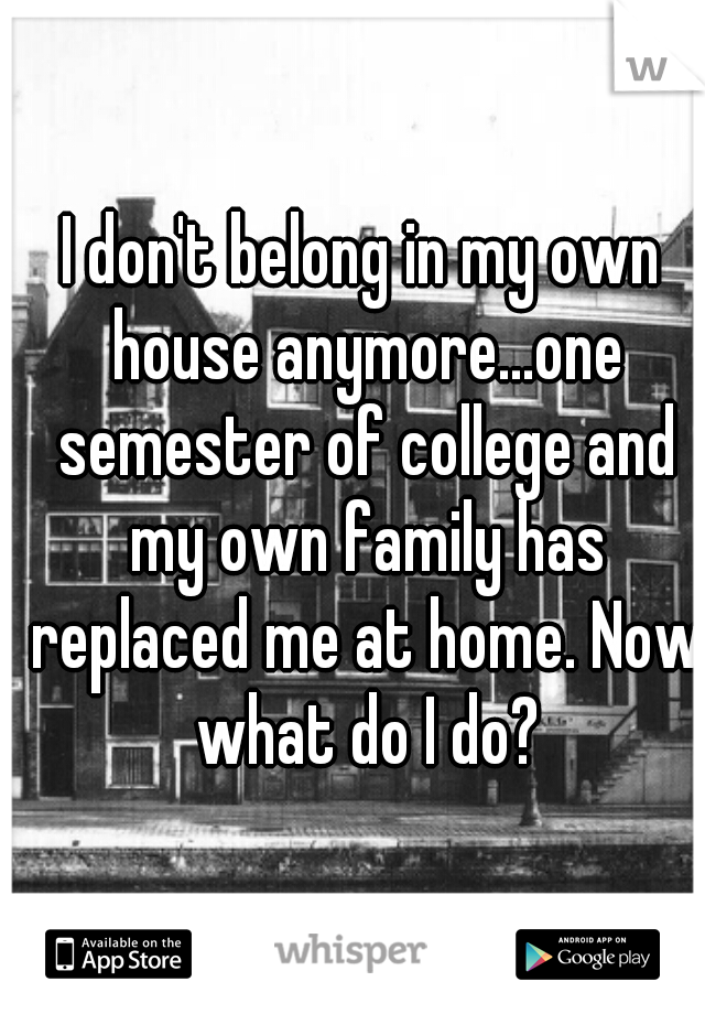 I don't belong in my own house anymore...one semester of college and my own family has replaced me at home. Now what do I do?