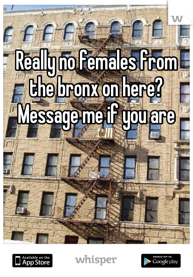 Really no females from the bronx on here? Message me if you are