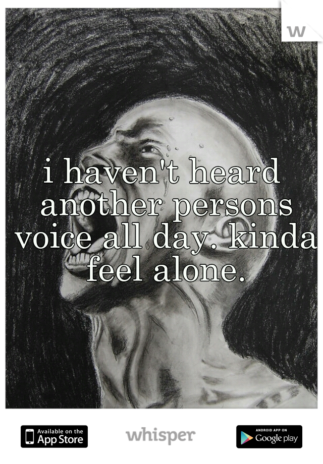 i haven't heard another persons voice all day. kinda feel alone.