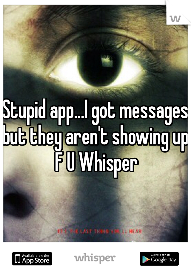 Stupid app...I got messages but they aren't showing up F U Whisper