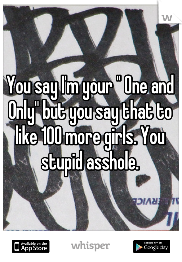 You say I'm your " One and Only" but you say that to like 100 more girls. You stupid asshole.