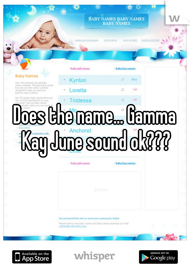 Does the name... Gamma Kay June sound ok???