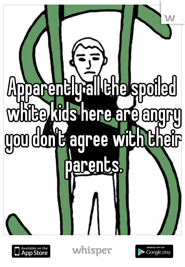 Apparently all the spoiled white kids here are angry you don't agree with their parents.