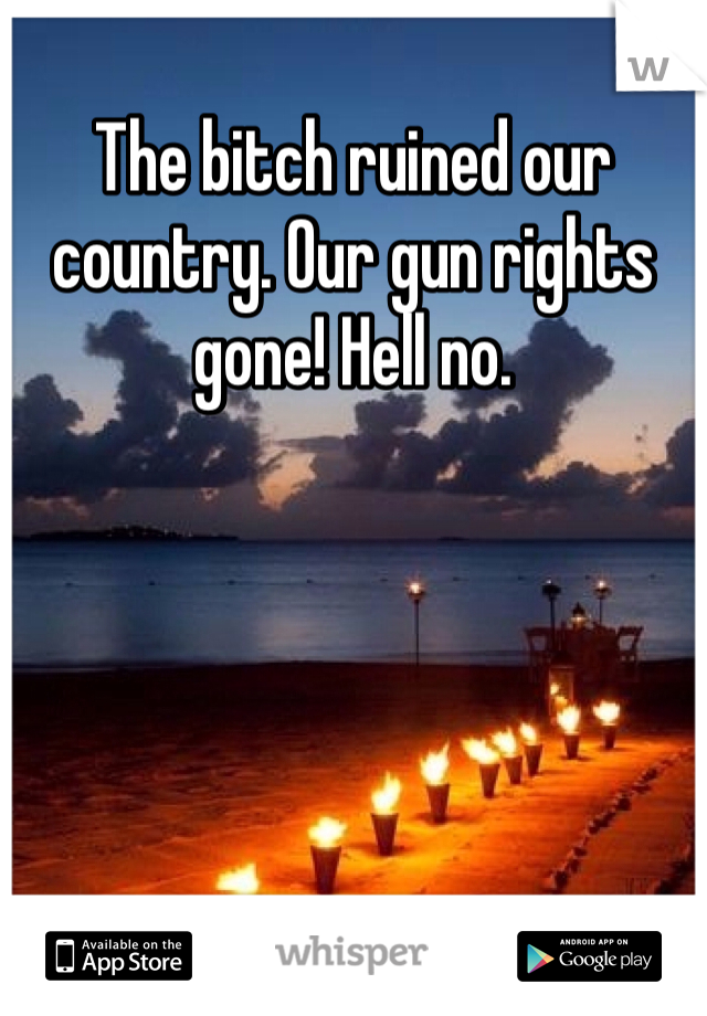 The bitch ruined our country. Our gun rights gone! Hell no. 