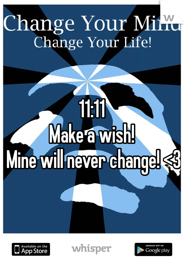 11:11 
Make a wish!
 Mine will never change! <3
