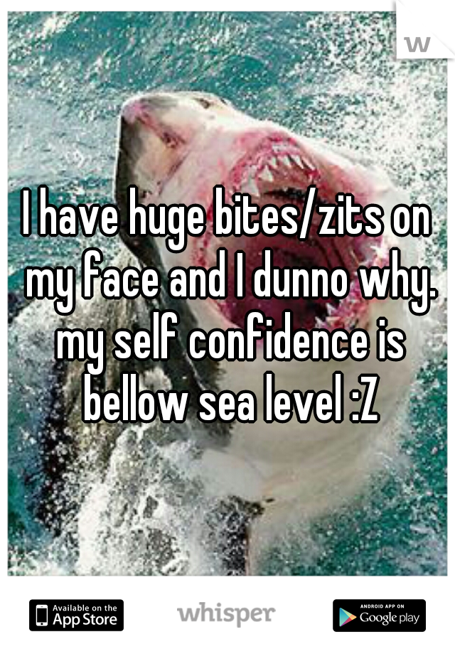 I have huge bites/zits on my face and I dunno why. my self confidence is bellow sea level :Z
