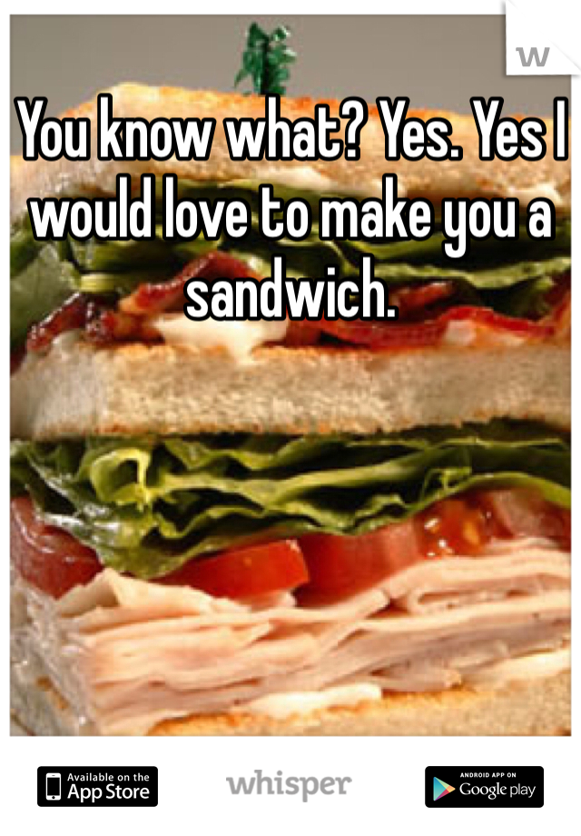 You know what? Yes. Yes I would love to make you a sandwich.