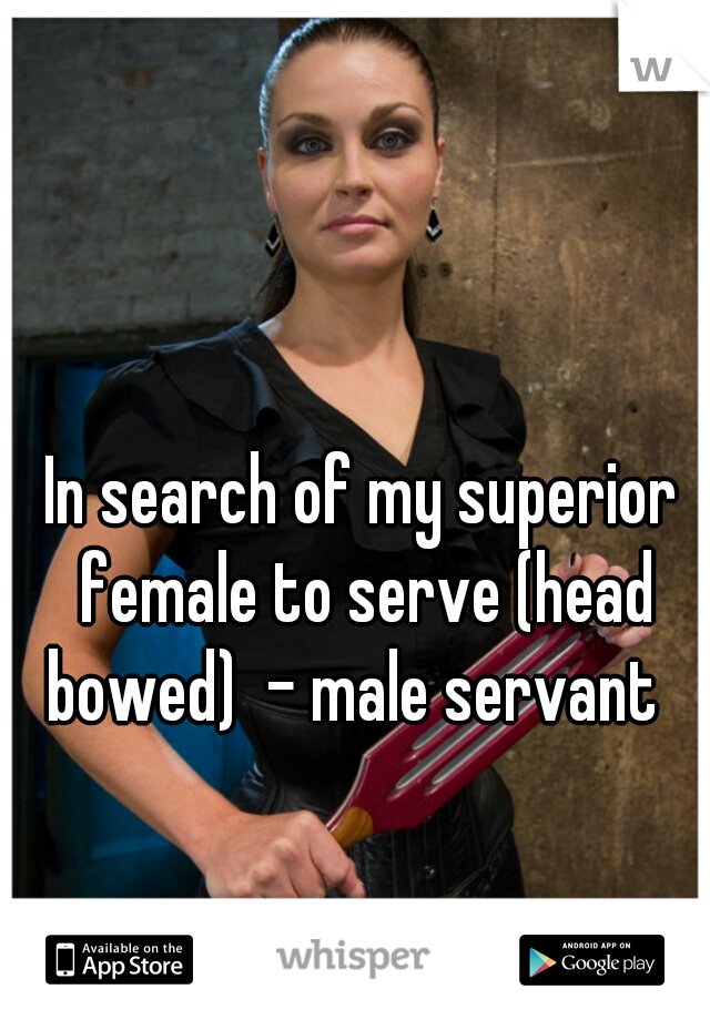 In search of my superior female to serve (head bowed)  - male servant  