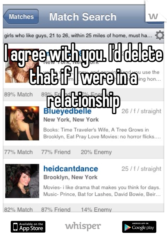 I agree with you. I'd delete that if I were in a relationship 