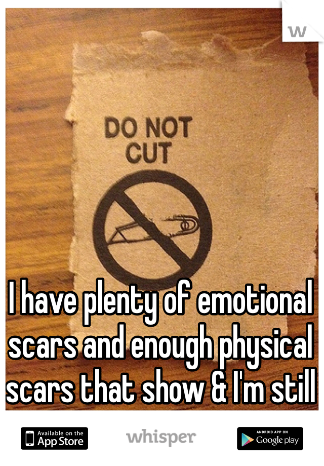 I have plenty of emotional scars and enough physical scars that show & I'm still standing on my feet. 