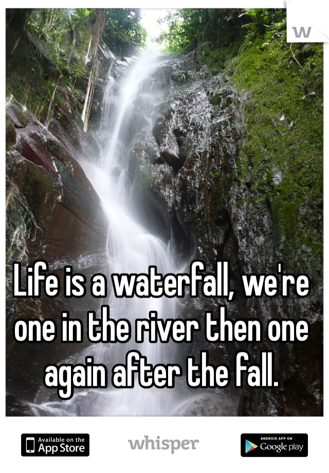 Life is a waterfall, we're one in the river then one again after the fall.