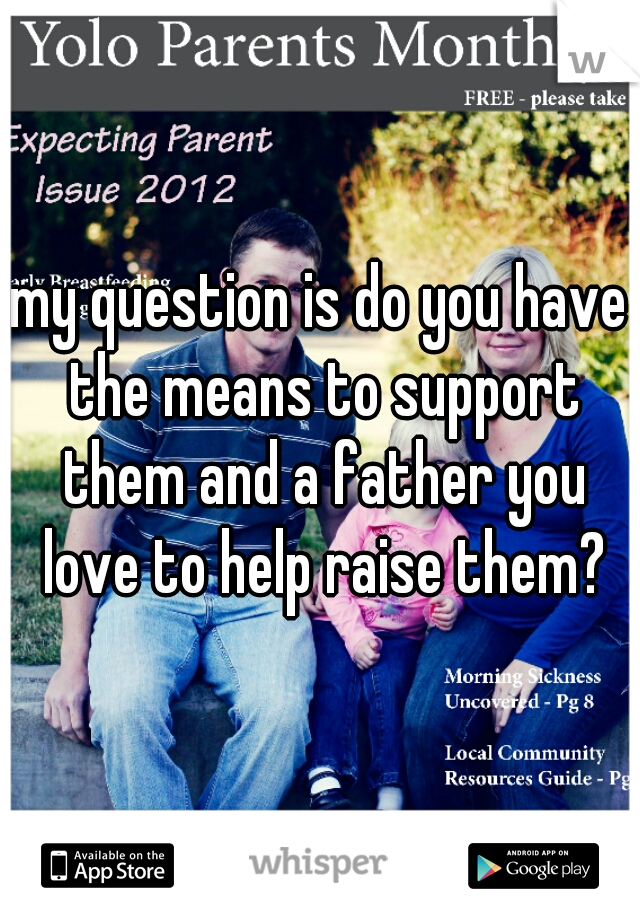 my question is do you have the means to support them and a father you love to help raise them?