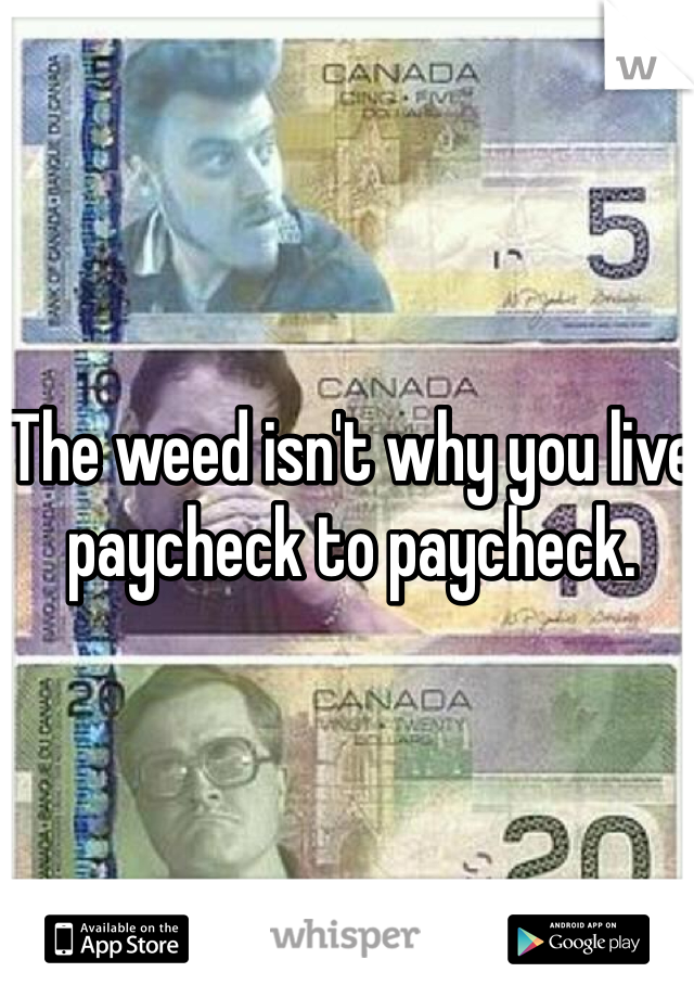 The weed isn't why you live paycheck to paycheck. 