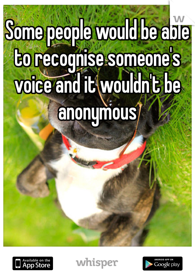 Some people would be able to recognise someone's voice and it wouldn't be anonymous 