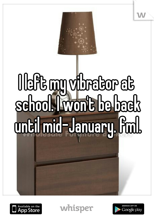 I left my vibrator at school. I won't be back until mid-January. fml.