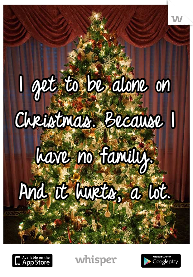 I get to be alone on Christmas. Because I have no family.
And it hurts, a lot. 