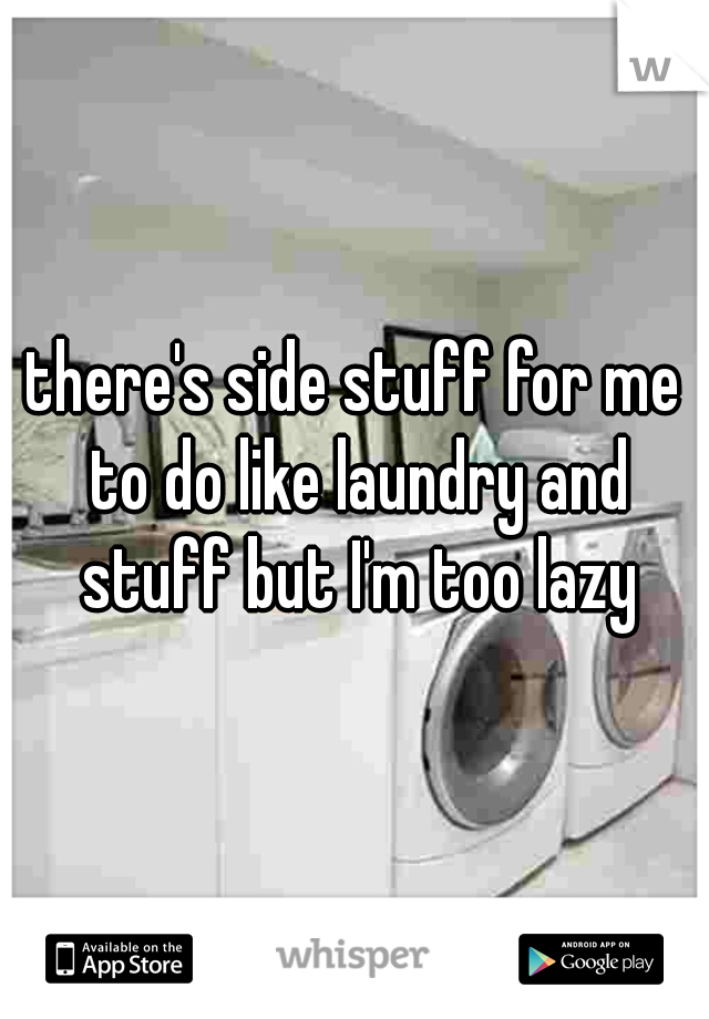 there's side stuff for me to do like laundry and stuff but I'm too lazy