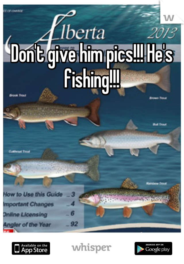 Don't give him pics!!! He's fishing!!!