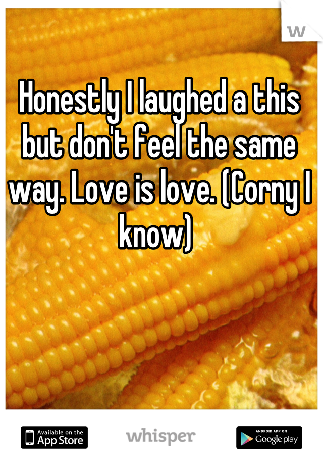 Honestly I laughed a this but don't feel the same way. Love is love. (Corny I know) 