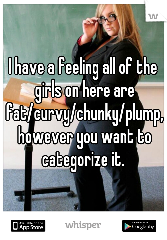 I have a feeling all of the girls on here are fat/curvy/chunky/plump, however you want to categorize it. 