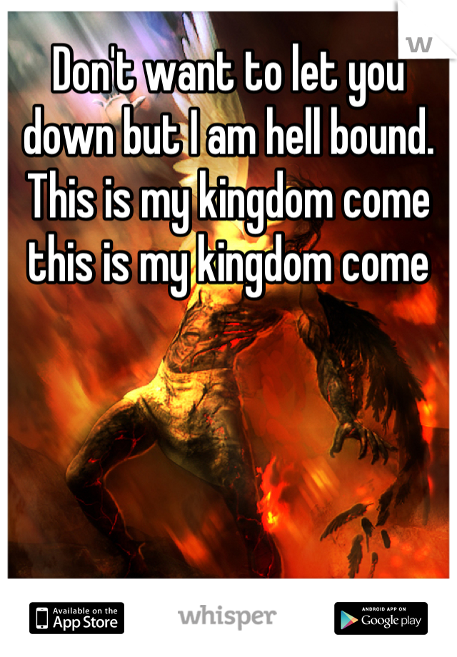 Don't want to let you down but I am hell bound. This is my kingdom come this is my kingdom come