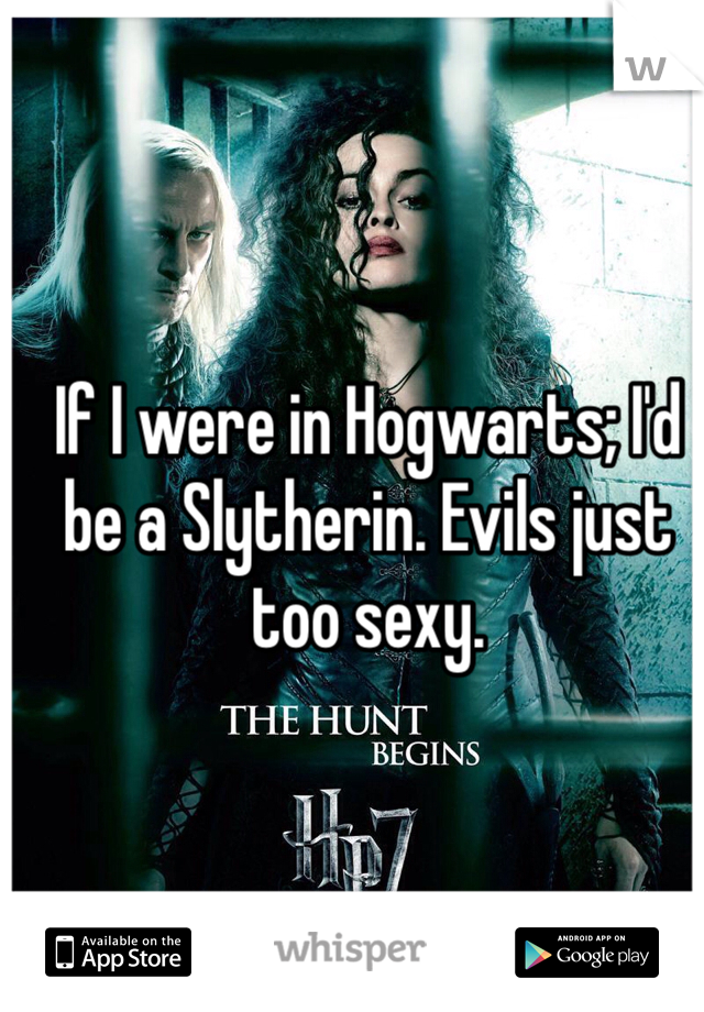 If I were in Hogwarts; I'd be a Slytherin. Evils just too sexy. 