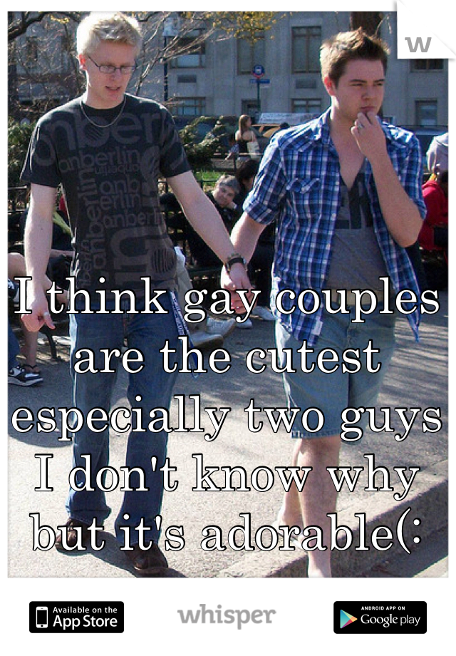 I think gay couples are the cutest especially two guys I don't know why but it's adorable(: 