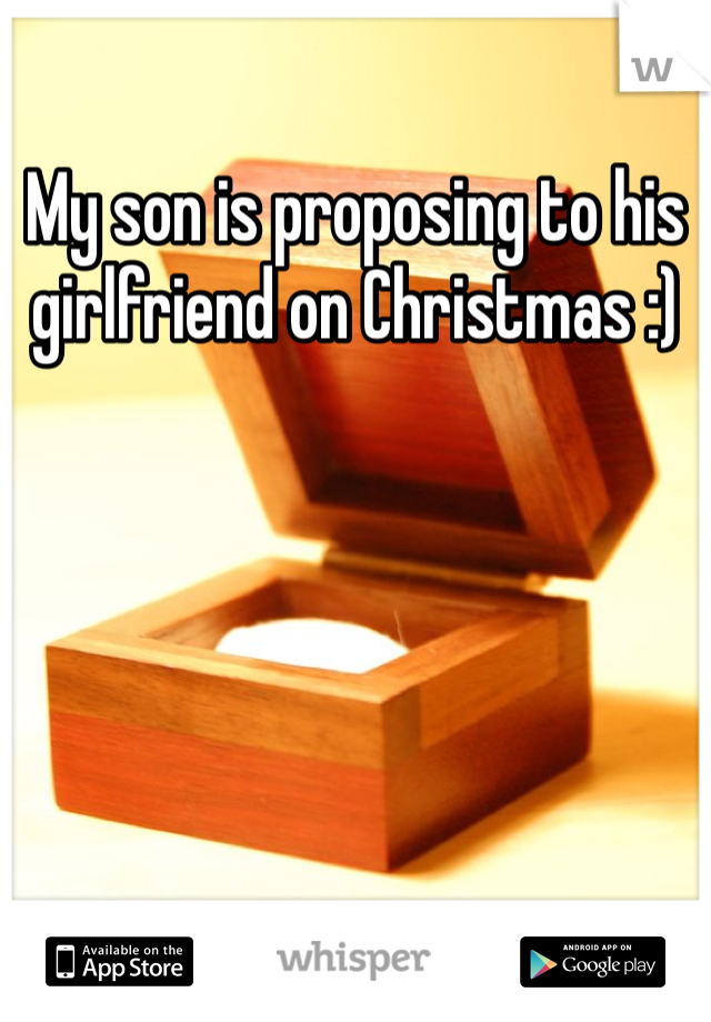 My son is proposing to his girlfriend on Christmas :)