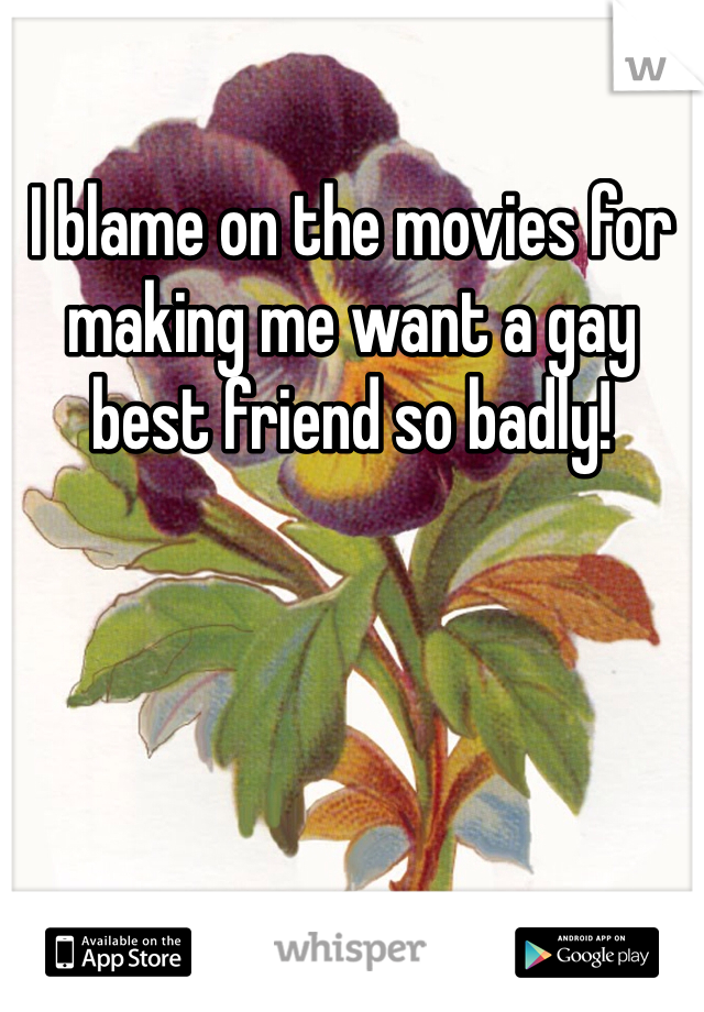I blame on the movies for making me want a gay best friend so badly! 