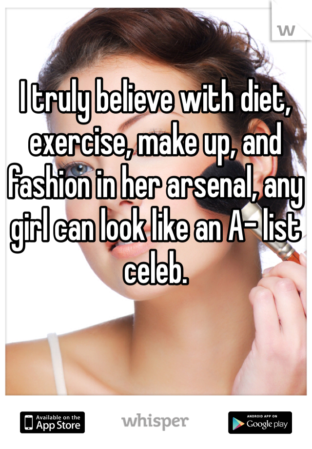 I truly believe with diet, exercise, make up, and fashion in her arsenal, any girl can look like an A- list celeb. 