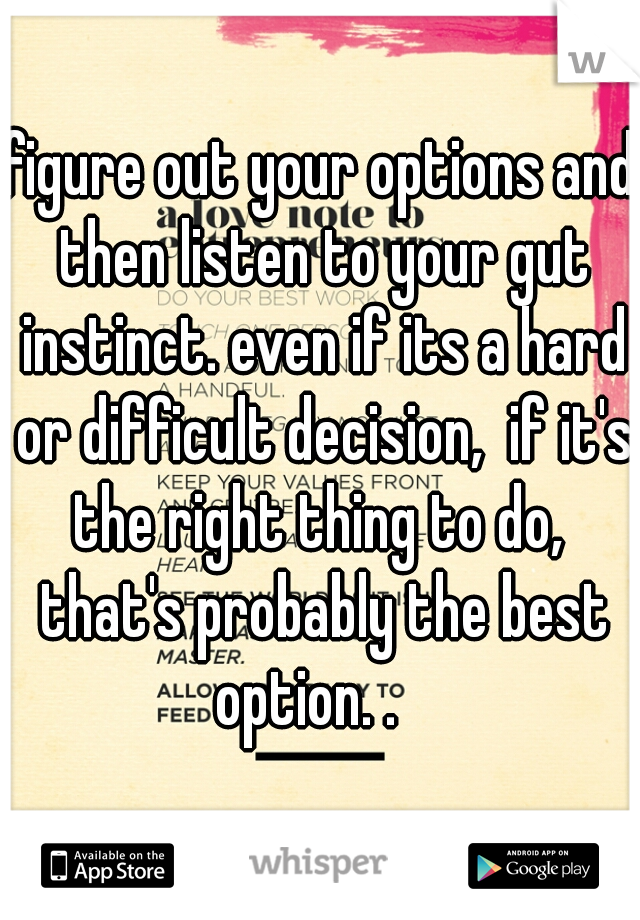figure out your options and then listen to your gut instinct. even if its a hard or difficult decision,  if it's the right thing to do,  that's probably the best option. .   