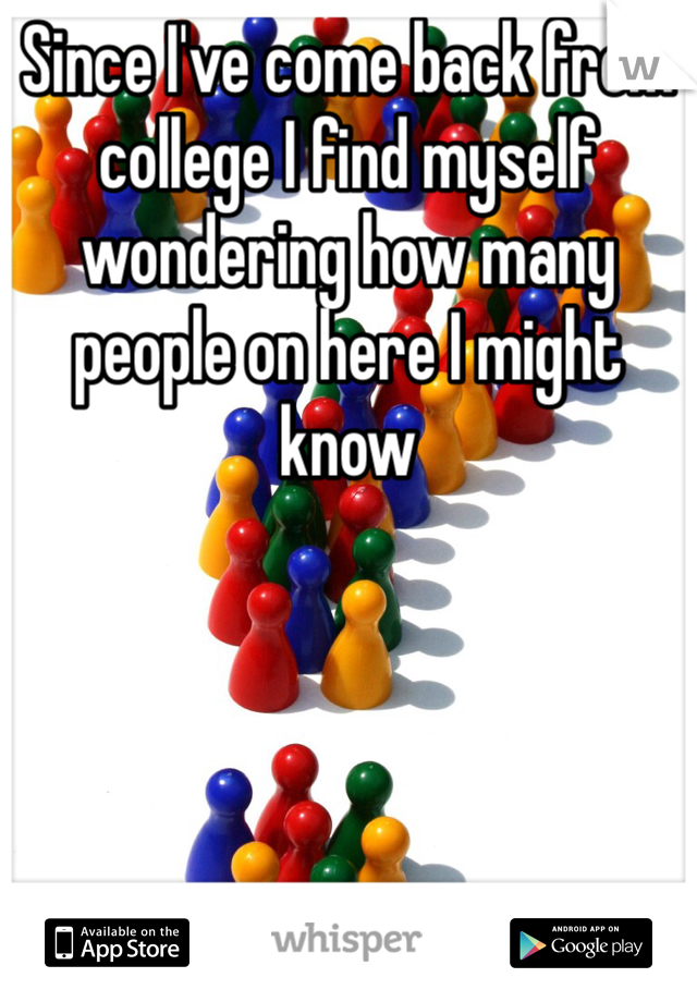 Since I've come back from college I find myself wondering how many people on here I might know