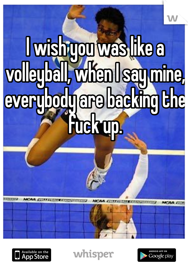 I wish you was like a volleyball, when I say mine, everybody are backing the fuck up. 