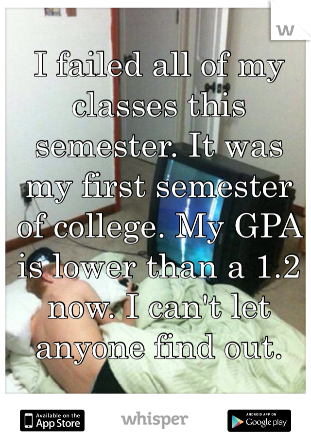 I failed all of my classes this semester. It was my first semester of college. My GPA is lower than a 1.2 now. I can't let anyone find out.