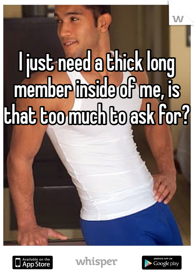 I just need a thick long member inside of me, is that too much to ask for?