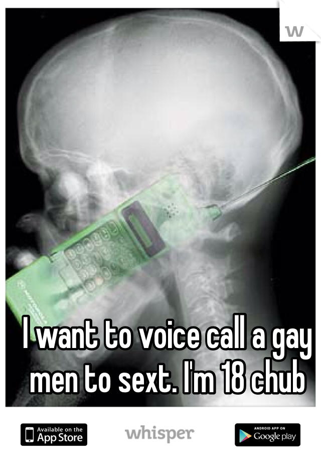 I want to voice call a gay men to sext. I'm 18 chub