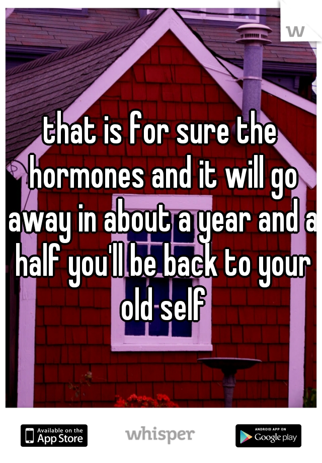 that is for sure the hormones and it will go away in about a year and a half you'll be back to your old self