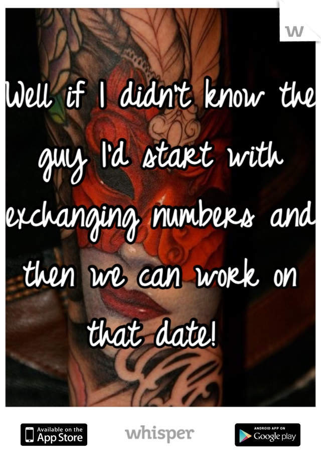 Well if I didn't know the guy I'd start with exchanging numbers and then we can work on that date! 
