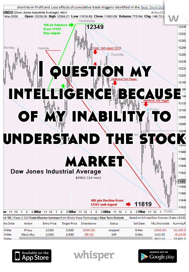 I question my intelligence because of my inability to understand the stock market