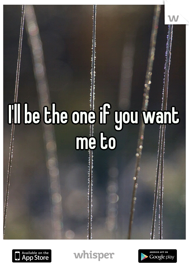 I'll be the one if you want me to